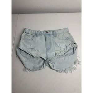 One x Oneteaspoon Shorts Women Waist Bandit Button Fly Distress Cuff Size 27